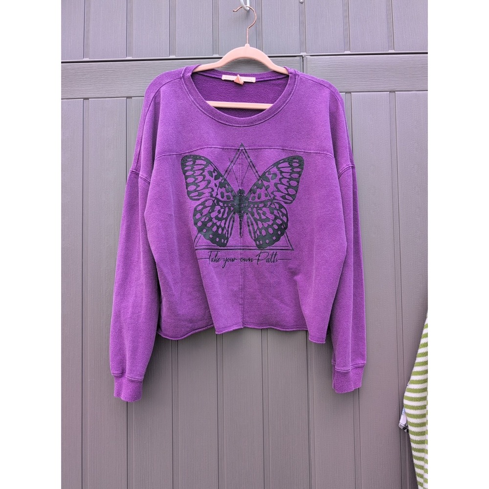 Rebellious One Junior's Butterfly Graphic‎ Sweatshirt Size XL